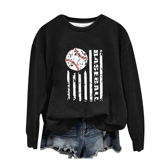 Sales Today Clearance Oversized Crewneck Sweatshirt Women Women's Baseball Printed Crew Neck Multi Color Multi Size Crew Neck Hoodless Long Sleeve Sweatshirt