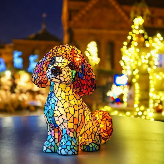 Sales Today Clearance Stained Resin Poodle Night Light, USB LED Dog Table Lamp Series, Cute Pet Themed Art Lights, Crafts Home Decorations, Fun Gift for Kids on Clearance