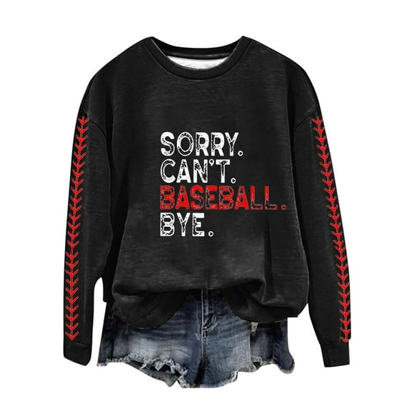 Sales Today Clearance Sweatshirt for Women Women's Baseball Printed Crew Neck Multi Color Multi Size Crew Neck Hoodless Long Sleeve Sweatshirt