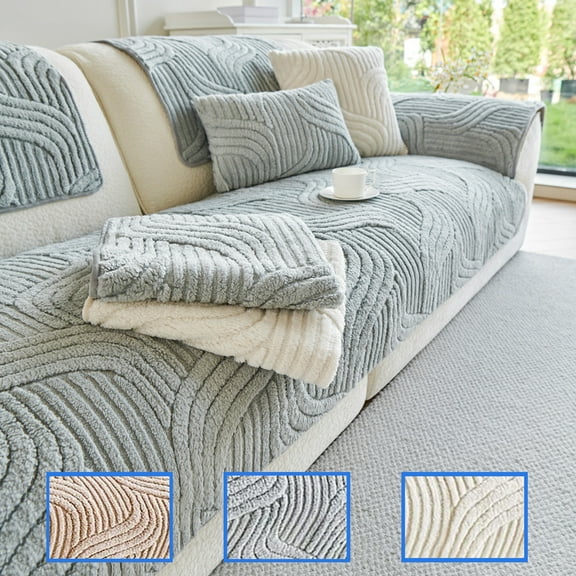Thickened Wool Sofa Cushion Straight Sofa Three Seat Advanced Non Slip Breathable Sofa Cushion Pet Friendly Sofa Cover For Living Room Bedroom And Office