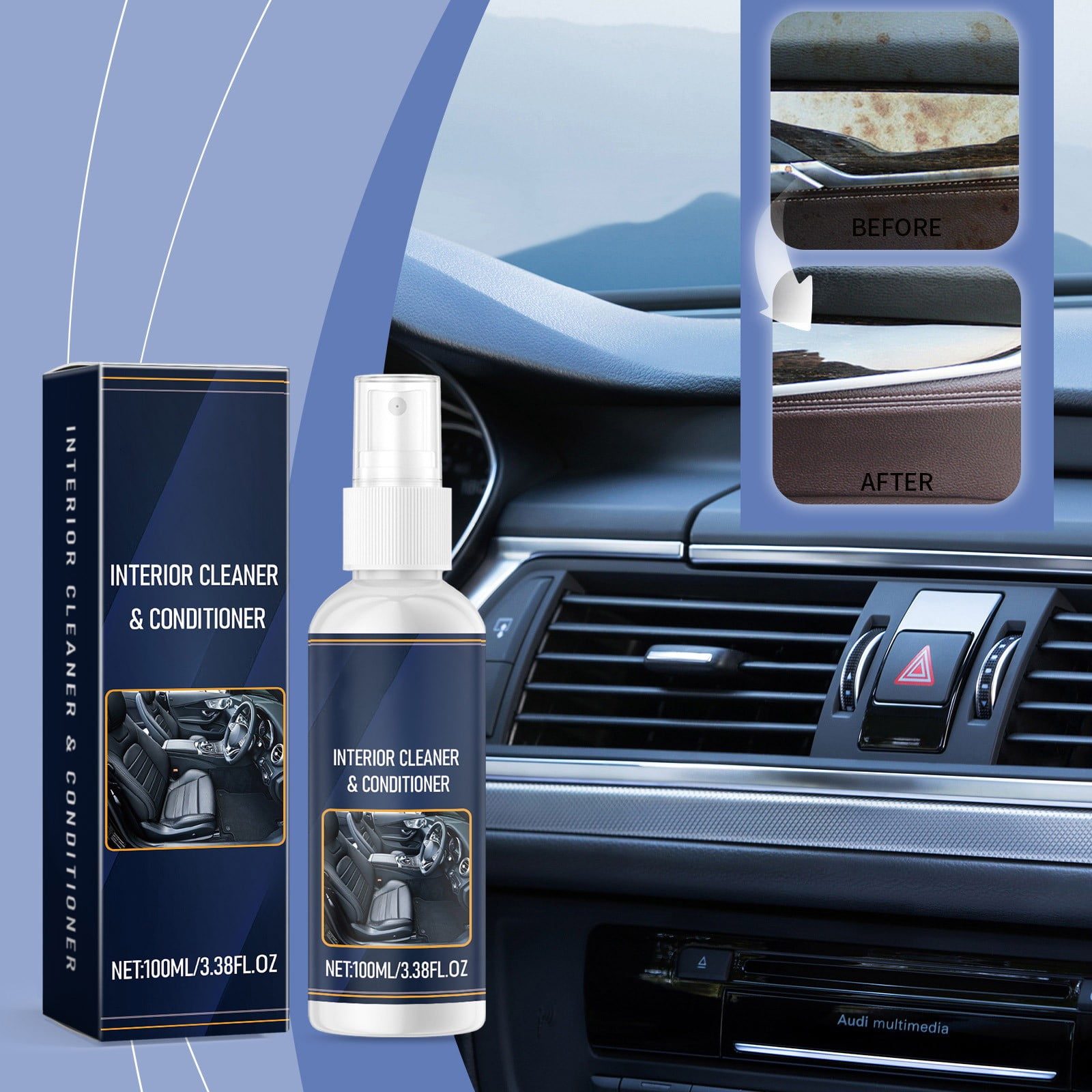 Sales Today Clearance! Topliu Car Interior Cleaner,Upholstery and Fabric Cleaner,100ml,For Seats,Carpets,and Interior Surfaces