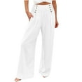 thumbnail image 1 of Sales Today Clearance Trousers For Womens Loose High Waist Pants Wide Leg Slacks Solid Color Trousers Button Pants Baggy Slacks Straight Leg Trousers Pockets Pants Slim Fit Stretch Slacks, 1 of 5
