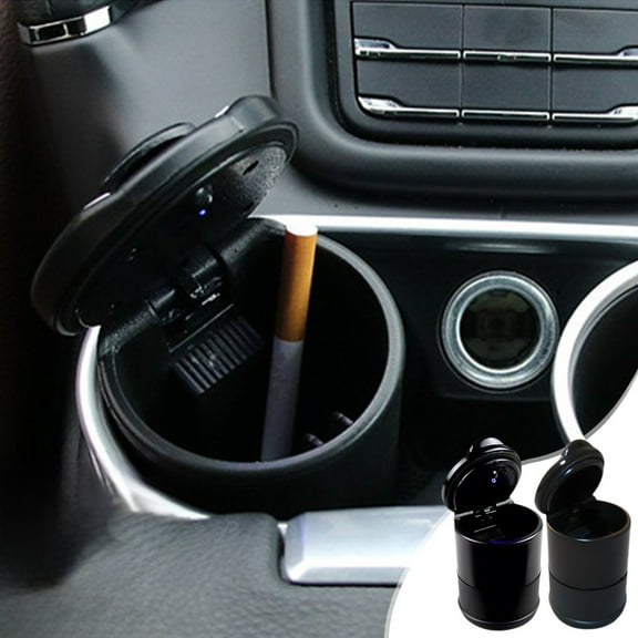 Universal Car Ashtray with Lid and LED Light, Automotive Ashtray, Car Smoking Accessories, LED-Illuminated Ash Tray for Vehicle Interior