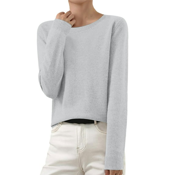 Sales Today Clearance Women's Pullover Sweater Light Sweaters For Women Long Sleeve Crew Neck Lightweight Soft Knitted Pullover Knitted Blouse