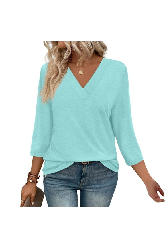 Sales Today Women's Tops Woman Tunic Tops Women's Tops 3/4 Length Sleeve Fall Shirts Tunic Dressy Tops for Women for Evening Party, Wedding