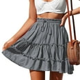 thumbnail image 1 of Sales Today Clearance kttectoa Cute Leisure Ruffle Lace-up Beach Skirts Womens Fashion Solid Skirt Elastic Mid Waist Mini Skirt for Women Stylish Street, 1 of 7