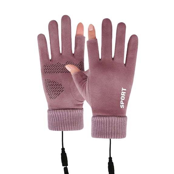 Sales Today Cold Weather Gloves GIJNRIUIUA Under $10 Winter Usb Heated Warm Gloves Heated Hand Warm Hiking Driving Running Cycling Purple Gloves & Mittens