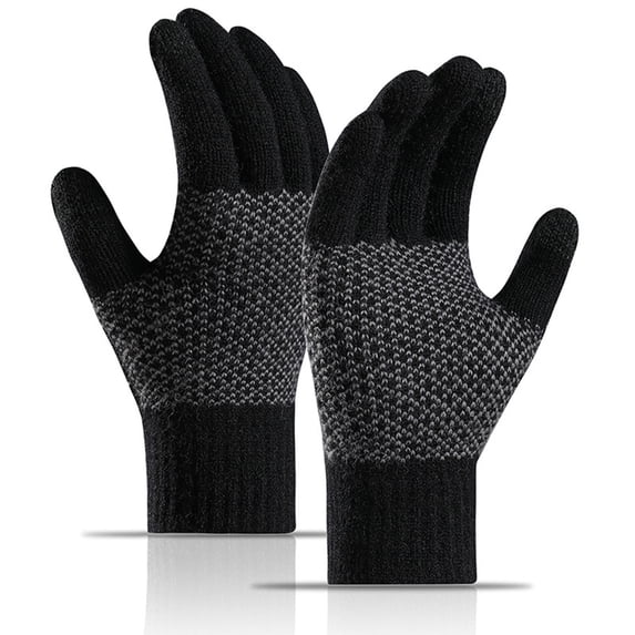 Sales Today Cold Weather Gloves GIJNRIUIUA Under $3 Winter Men and Women Keep Warm Touching Screen Knit Gloves Elastic Cuff Soft Full Finger Gloves Mitten Black Gloves & Mittens