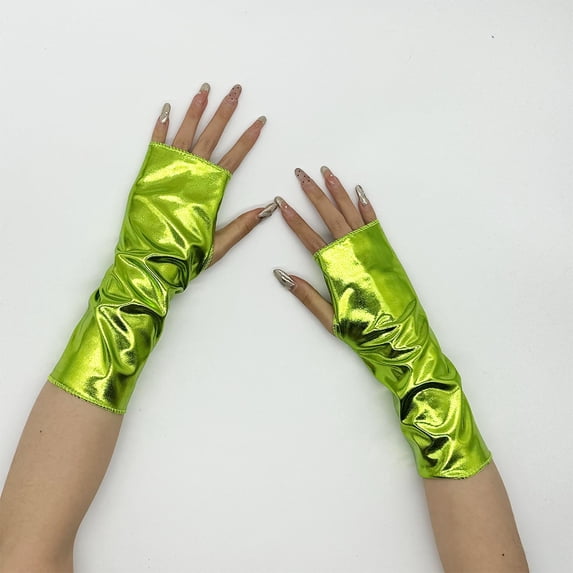Sales Today Fingerless Gloves for Women GIJNRIUIUA Under $3 Long Gloves Shiny Opera Gloves Role Play Glove for Adult Green Gloves & Mittens