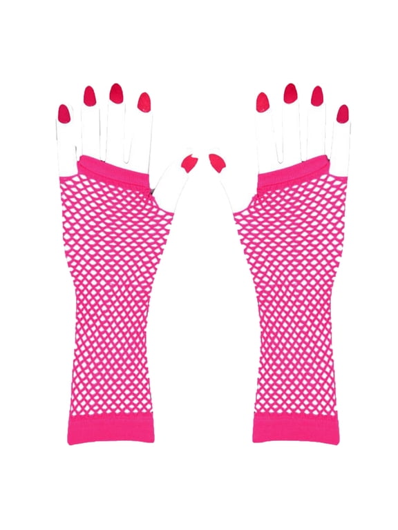 Sales Today Fish Net Arm Sleeve Fingerless for Women GIJNRIUIUA Under $3 Fingerless Nylon Mesh Gloves Wrist Elastic Mesh Gloves for Girls Women Clothing Pink Gloves & Mittens