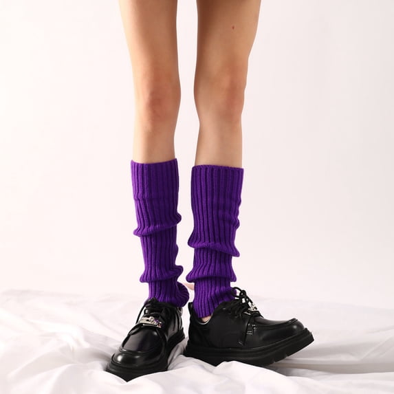 Sales Today Knee High Socks Under $2 GIJNRIUIUA Light Violet Knee-High Socks Knitted Socks Women's Foot Warmer Leg Warmers