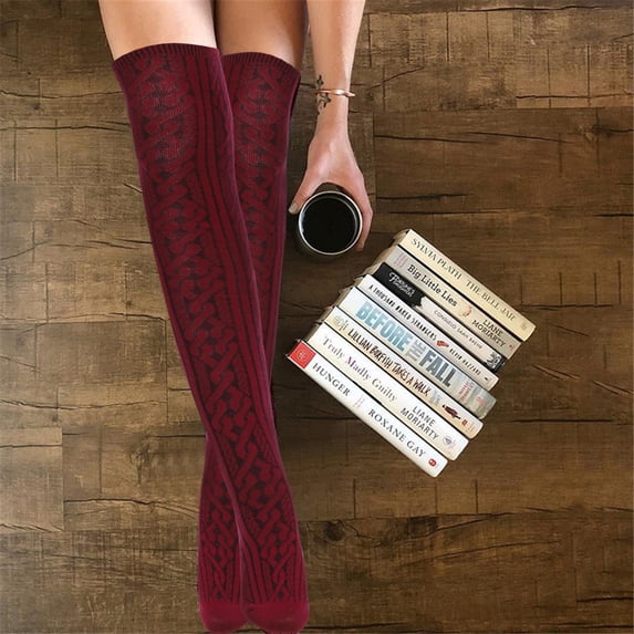 Sales Today Knee Socks for Women Under $2 GIJNRIUIUA Wine Knee-High Socks Winter Girls Ladies Women Keep Warm Thigh High Over the Knee Socks Long Cotton Stockings Lace Knit Warm Stockings Leg Warmers
