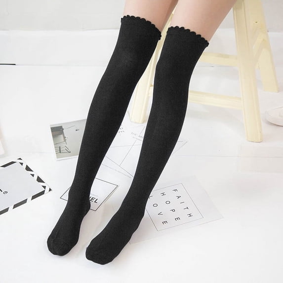 Sales Today Long Socks for Women Under $2 GIJNRIUIUA Black Knee-High Socks Warm Christmas Fashion Windproof Printing Mid Tube Socks Long Tube Cotton Leg Warmers
