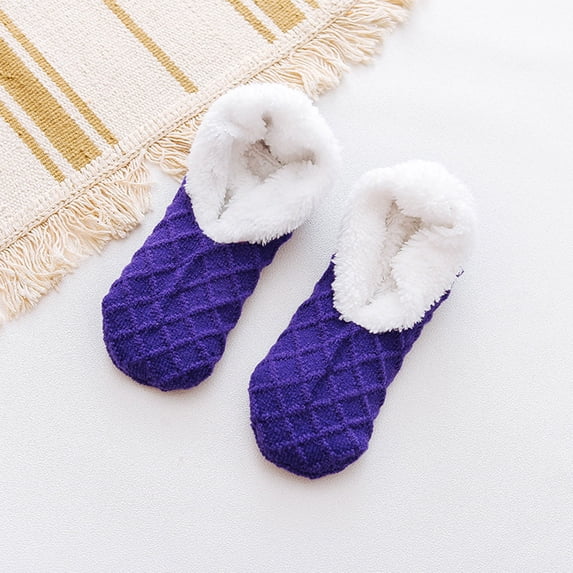 Sales Today Non Slip Floor Socks Under $2 GIJNRIUIUA Blue Ankle Socks Winter Ladies Warm Solid Color Floor Socks Non Slip Plush Knitted Coral Fleece Socks Athletic Socks