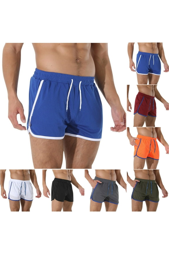 Sales Today QATAINLAV Men's Mesh 3 Inch Booty Shorts Side Split Bodybuilding Workout Gym Running Shorts Quick Dry Lightweight Drawstring Beach Shorts Orange XL
