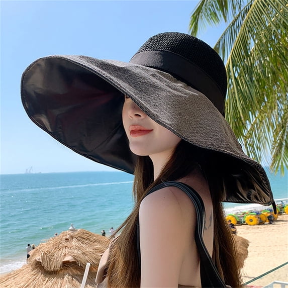 Sales Today Under $5 Black Beach Hats for Women GIJNRIUIUA Women‘S Oversized Female and Small Holiday Spring Summer Foldable Hat Baseball Caps