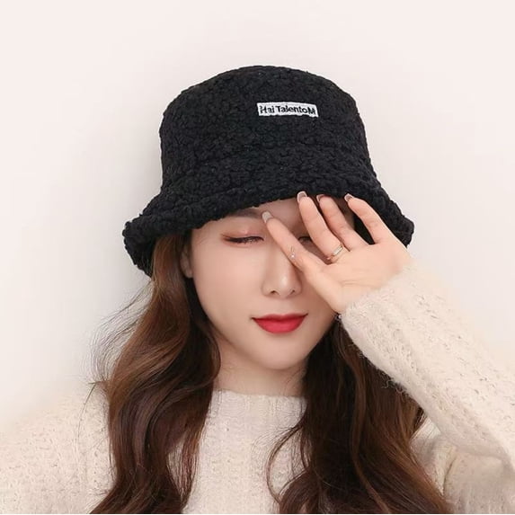 Sales Today Under $5 Black Bucket Hats for Women GIJNRIUIUA Women's Lamb Fisherman Hat All Outdoor Warm Sun Hats
