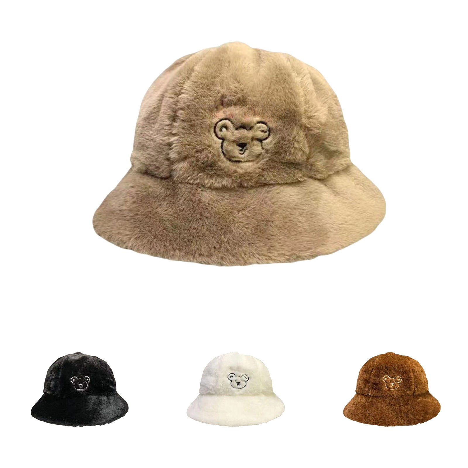 Sales Today Under $5 Black Hot Summer Bucket Hat GIJNRIUIUA Women Men Plush Hat Warm Soft Bucket Hat Adjustable Winter Spring Sun Hats