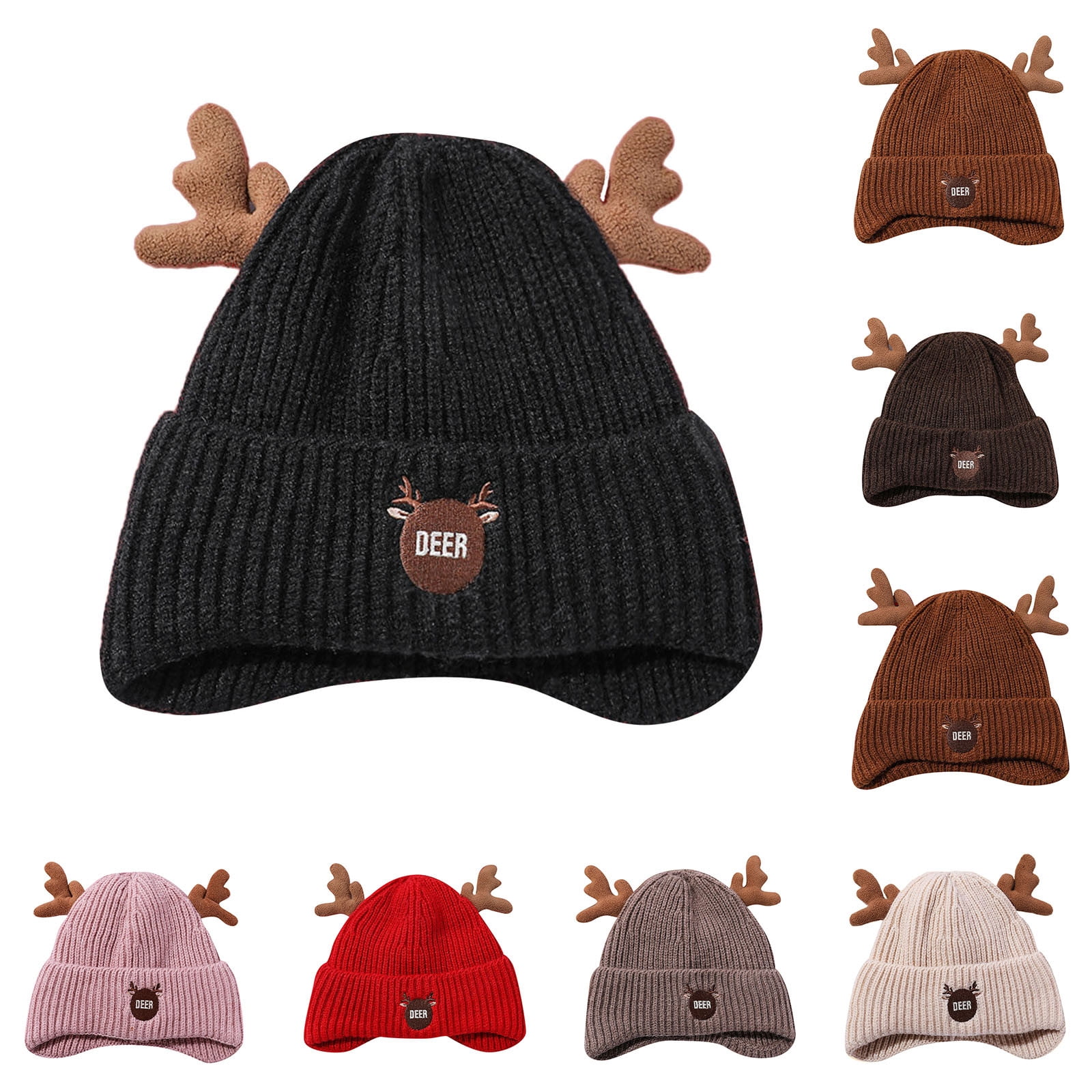 Sales Today Under $5 Black Knit Winter Beanies GIJNRIUIUA Christmas Hats Autumn and Winter Knitted Hats Antlers Knitted Hats Muslim Hijab Cap
