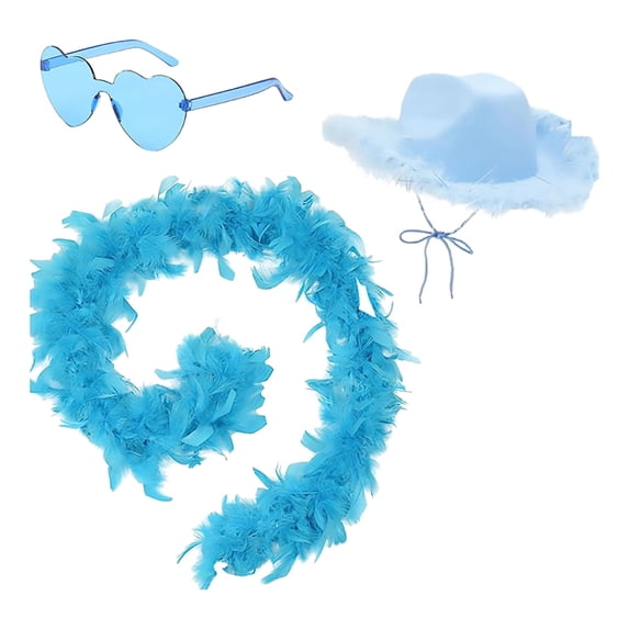 Sales Today Under $5 Blue Cowboy Hat GIJNRIUIUA Women's Western Cowboy Hat Scarf Eyeglasses 3 Piece Set Sun Hats