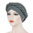 thumbnail image 1 of Sales Today Under $5 Grey Turban Headwear GIJNRIUIUA Fashion Women Braid Hat Muslim Cancer Turban Wrap Cap Skullies & Beanies, 1 of 2