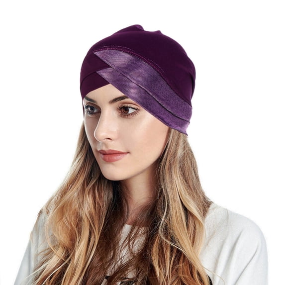 Sales Today Under $5 Purple Chemo Headwear for Women GIJNRIUIUA Womens Casual Head Hat Cap Headwear Muslim Turban Cap Headwrap Turban Cap Beanie Hat