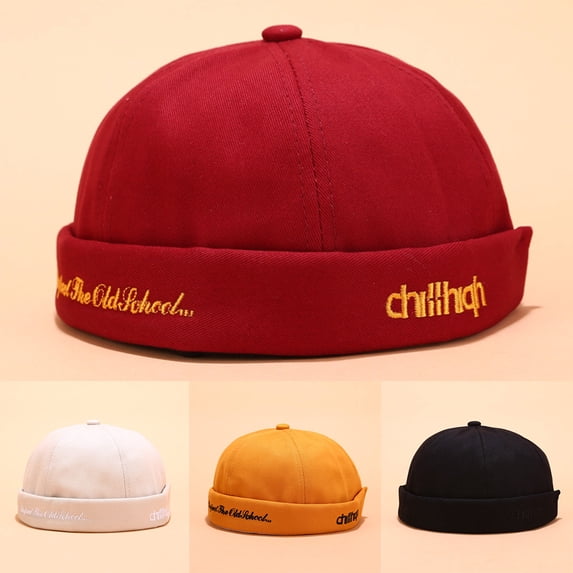 Sales Today Under $5 Red Skull Caps GIJNRIUIUA Solid Casual Hat Brimless Mechanic Hat Men Women Cap Sailor Color Baseball Caps Underscarf