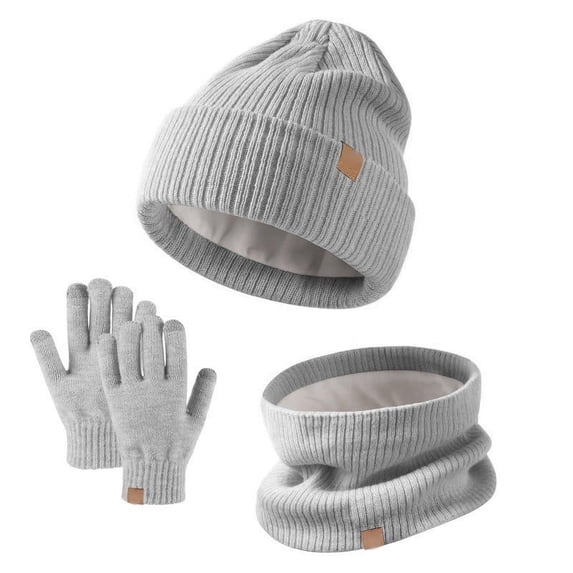 Sales Today Winter Beanie Hat Scarf Gloves Set for Women GIJNRIUIUA Under $11 3 Pieces Winter Hat Glove Scarf Sets Knitted Toddler Cap Touchscreen Mitten Neck Warmer for Boys Girls 5 14 Years Gray