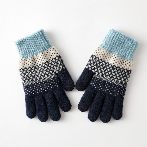 Sales Today Winter Gloves GIJNRIUIUA Under $3 Women Winter Screen Gloves Warm Knit Gloves Elastic Cuff Winter Men Texting Gloves Blue Gloves & Mittens
