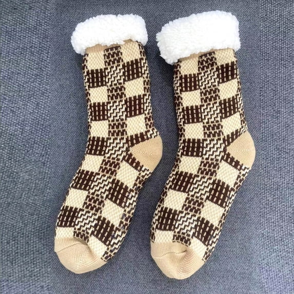 Sales Today Winter Thermal Socks for Men & Women Under $6 GIJNRIUIUA Khaki Crew Socks Winter Men Slipper Fuzzy Socks Fluffy Cozy Cabin Warm Winter Soft Thick Comfy Fleece Non Slip Home Socks