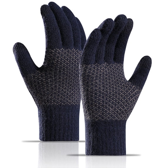 Sales Today Women's Gloves GIJNRIUIUA Under $4 Winter Men and Women Keep Warm Touching Screen Knit Gloves Elastic Cuff Soft Full Finger Gloves Mitten Blue Gloves & Mittens