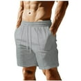 thumbnail image 1 of Sales Today YLSDY Linen Shorts for Men Casual Elastic Wasit Wide Leg Short Pants Comfy Loose Pull On Trousers with Pockets Gray L, 1 of 5