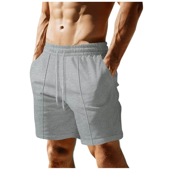 Sales Today YLSDY Linen Shorts for Men Casual Elastic Wasit Wide Leg Short Pants Comfy Loose Pull On Trousers with Pockets Gray L