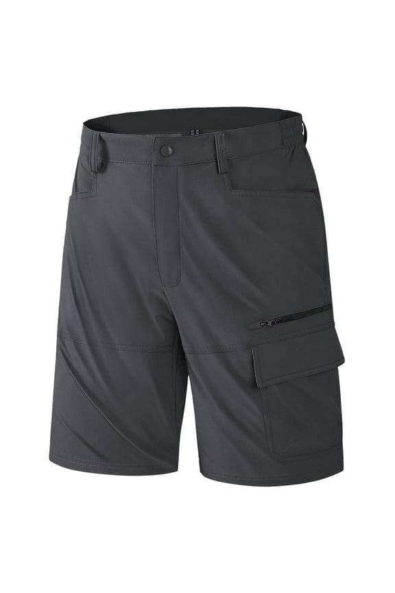 Sales Today YLSDY Men's Cargo Shorts Casual Classic-Fit Elastic Waist Summer Outdoor Walking Hiking Shorts with Zip Pockets Daily Wear Dark Gray XS