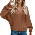 thumbnail image 1 of Turilly Women's Casual Loose Solid Color Knit Sweater V-Neck Sweaters, 1 of 6