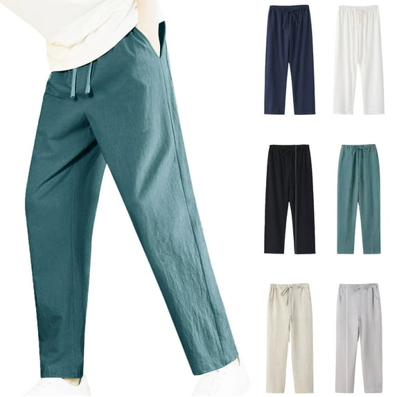 Mens Cargo Joggers Pants Casual Drawstring Waist Trousers Men's Solid Color Pocket Fashionable Casual Youth Versatile Sports Jeans Pants Army Green L