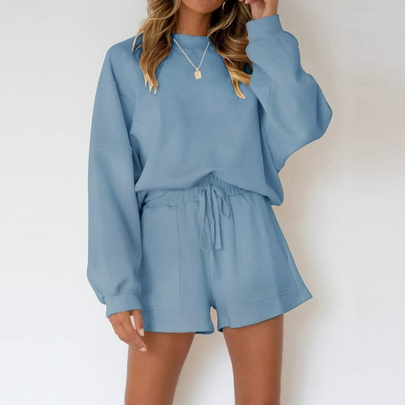 Turilly Womens Coats and Jackets Women Casual Color Clothes Sports Suit Long Sleeve Shorts Two Piece Set