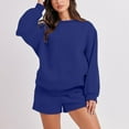 thumbnail image 1 of Turilly Womens Coats and Jackets Women Fashion Round-Neck Blouse Long Sleeve Tops Sweatshirt Shorts Casual Suit Sets, 1 of 7
