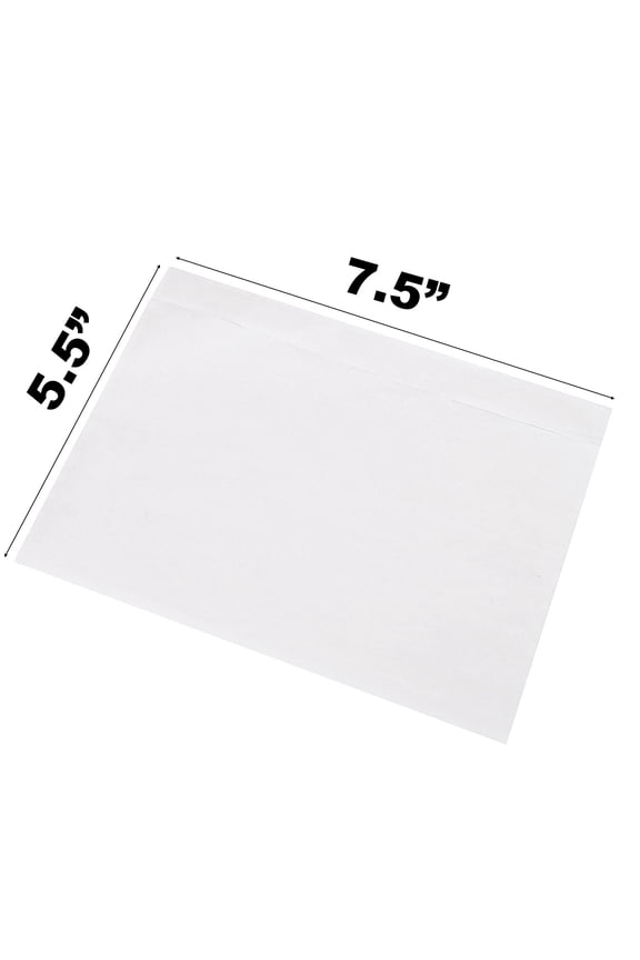 Packing List Envelopes 7.5" X 5.5" Pouches Clear Enclosed Adhesive Bags Pack of 100