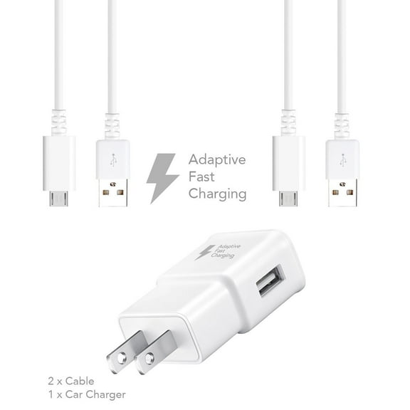 SalesMaster Galaxy Note 5 Micro-USB Fast Charger with 2 Cables Count Pack
