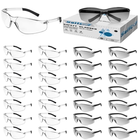 Salfboy 30 Pack ANSI Z87.1 Safety Glasses for Work, Construction, Science Lab, Shooting