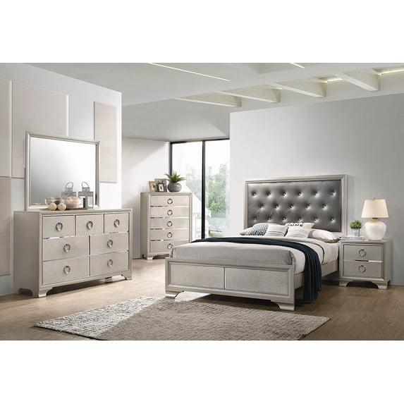 Salford 5-piece Eastern King Bedroom Set Metallic Sterling