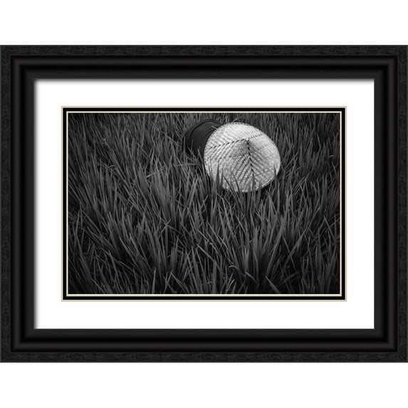 Salgado Gispert, Gloria 18x13 Black Ornate Wood Framed with Double Matting Museum Art Print Titled - Rice Fields In Bw