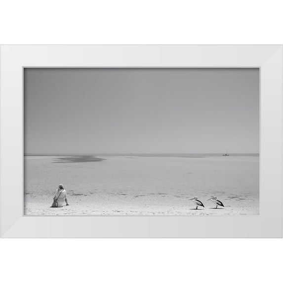 Salgado Gispert, Gloria 32x22 White Modern Wood Framed Museum Art Print Titled - Fishy-Fishy-Fishy!
