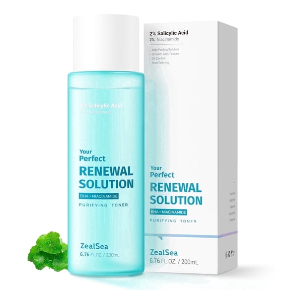 ZealSea Toner for Face Astringent 2% Salicylic Acid BHA Exfoliant Blackhead Remover Niacinamide Liquid Facial Toner Alcohol Free, Redness Relief, Vegan