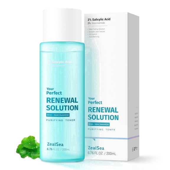 ZealSea Toner for Face Astringent 2% Salicylic Acid BHA Exfoliant Blackhead Remover Niacinamide Liquid Facial Toner Alcohol Free, Redness Relief, Vegan
