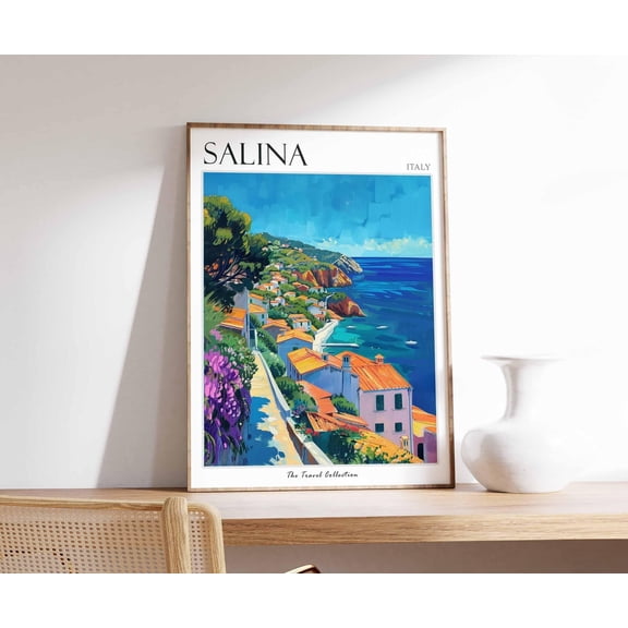 Salina Italy Travel Aeolian Island Wall Art, Unframed Paper Print