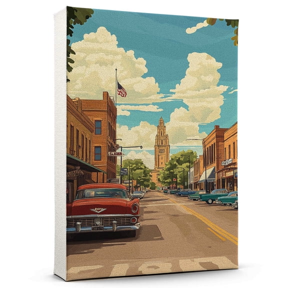 Salina Vintage Travel Canvass, Kansas Canvas Wall Art, Salina Canvas Wall Art, Kansas Wall Art Picture Print Decor - 105AZ1214