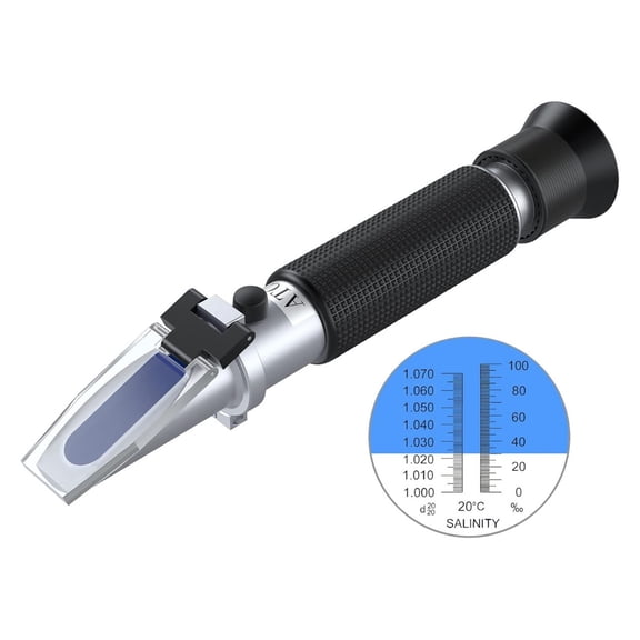 Salinity Refractometer for Aquarium Tester Scale 0-100% & 1.000-1.070 Specific Saltwater ,Instant Results