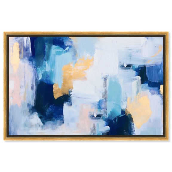 Salisante Canvas Blue Abstract Art by Art Remedy, Gold Frame, 45" x 30"